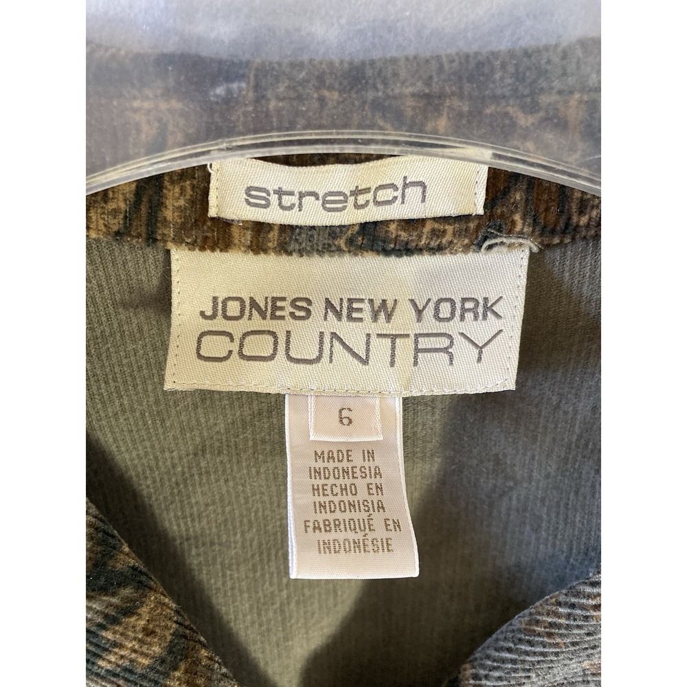 Jones New York Country Corduroy Jacket Sz 6 Brown Paisley Stretch Trucker Coat - Picture 3 of 9
